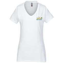Perfect Weight V-Neck Tee - Ladies' - Embroidered