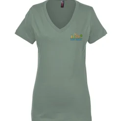 Perfect Weight V-Neck Tee - Ladies' - Embroidered