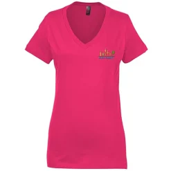 Perfect Weight V-Neck Tee - Ladies' - Embroidered