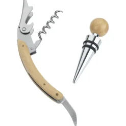 2-Piece Bamboo Wine Tool Set