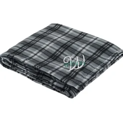Plaid Fleece Blanket - Embroidered