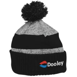 Pom Pom Melange Beanie with Ribbed Cuff