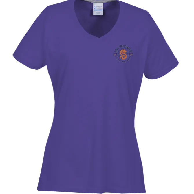 Principle Performance Blend Ladies' V-Neck T-Shirt - Embroidered