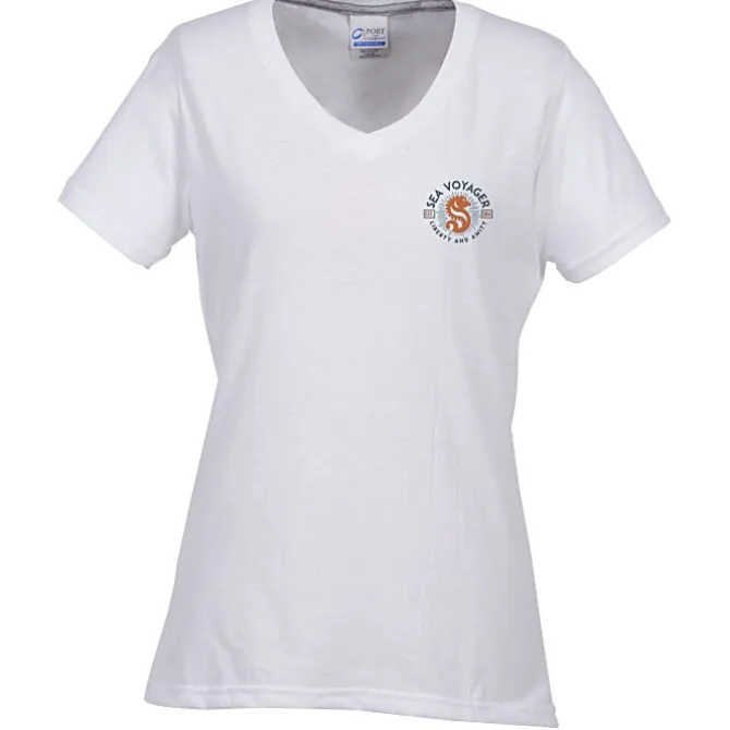 Principle Performance Blend Ladies' V-Neck T-Shirt - Embroidered