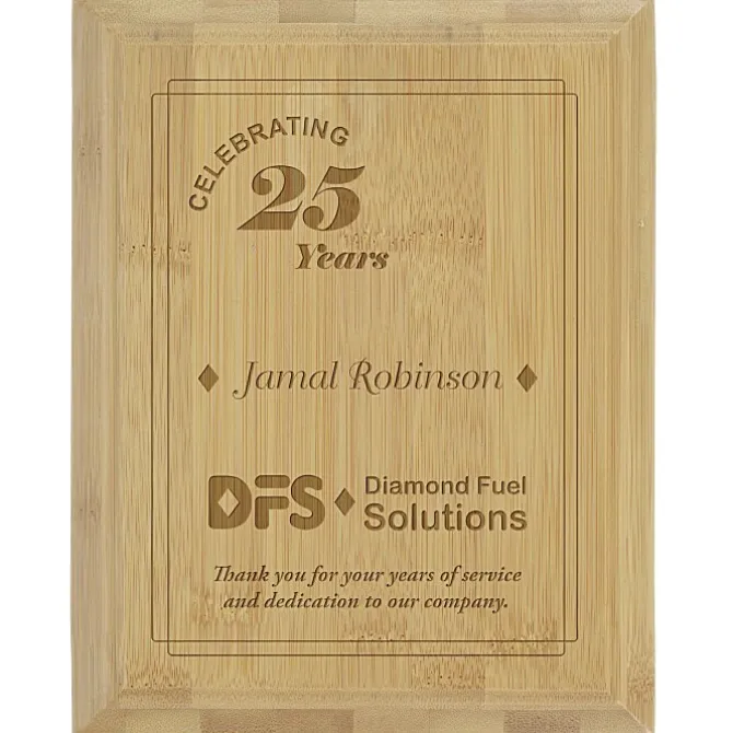 Prosperity Bamboo Plaque - 9 inches x 7 inches