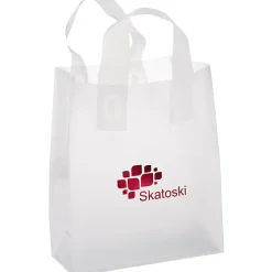 Soft-Loop Frosted Clear Shopper - 10 inches x 8 inches - Foil