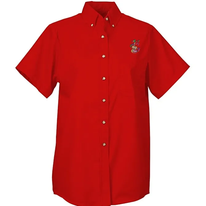 Soil Release Button Down SS Poplin Shirt - Ladies'