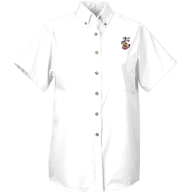 Soil Release Button Down SS Poplin Shirt - Ladies'