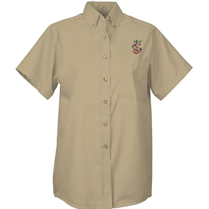 Soil Release Button Down SS Poplin Shirt - Ladies'