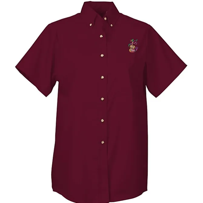 Soil Release Button Down SS Poplin Shirt - Ladies'