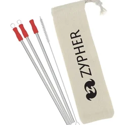 Stainless Straw Set in Cotton Pouch - 3 Pack