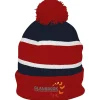 Striped Pom Pom Cuffed Beanie