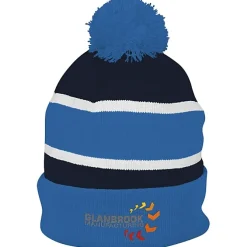 Striped Pom Pom Cuffed Beanie