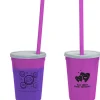 Super Kid Mood Stadium Cup with Straw - 12 oz - Smiley Faces