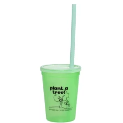 Super Kid Mood Stadium Cup with Straw - 12 oz - Go Green