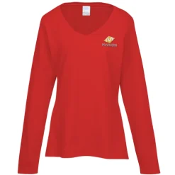 Team Favorite 4.5-oz V-Neck Long Sleeve T-Shirt - Ladies' - Embroidered