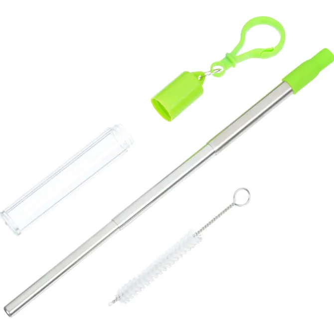 Telescopic Stainless Straw in Carabiner Case - Laser Engraved