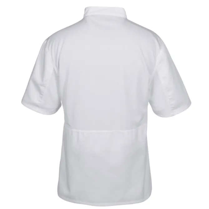 Ten Button Short Sleeve Chef Coat with Mesh Back - 24 hr