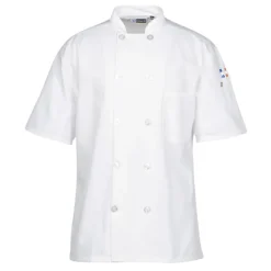 Ten Button Short Sleeve Chef Coat with Mesh Back - 24 hr