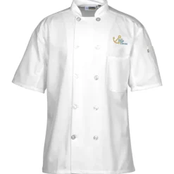 Ten Button Short Sleeve Chef Coat with Mesh Back - 24 hr