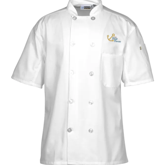 Ten Button Short Sleeve Chef Coat with Mesh Back - 24 hr
