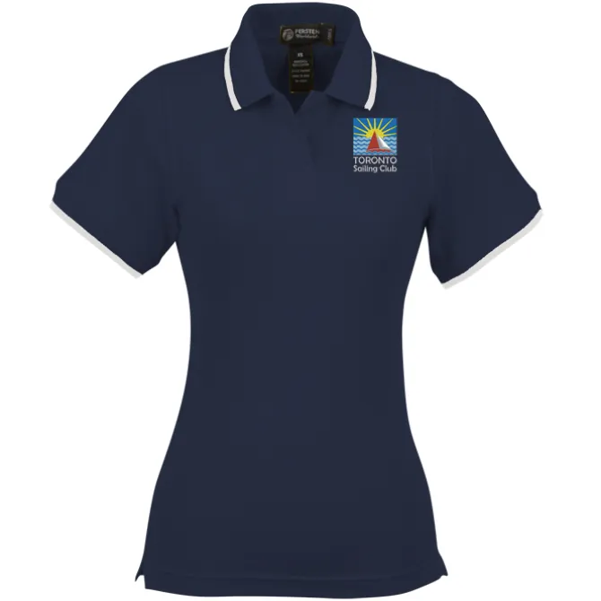 Tipped Combed Cotton Pique Polo - Ladies'