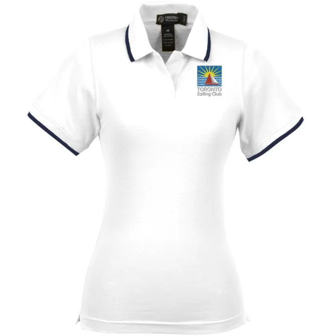 Tipped Combed Cotton Pique Polo - Ladies'