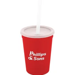 Translucent Stadium Cup with Lid & Straw - 12 oz