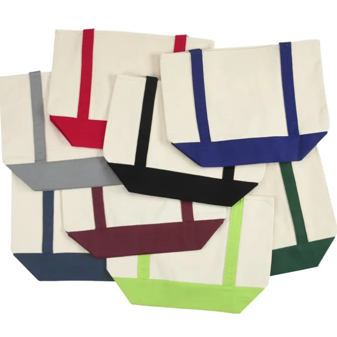 Two-Tone Accent Gusseted Tote Bag