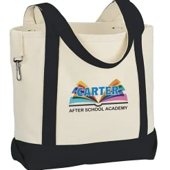 Two-Tone Accent Gusseted Tote Bag - Full Color
