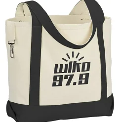 Two-Tone Accent Gusseted Tote Bag - 24 hr