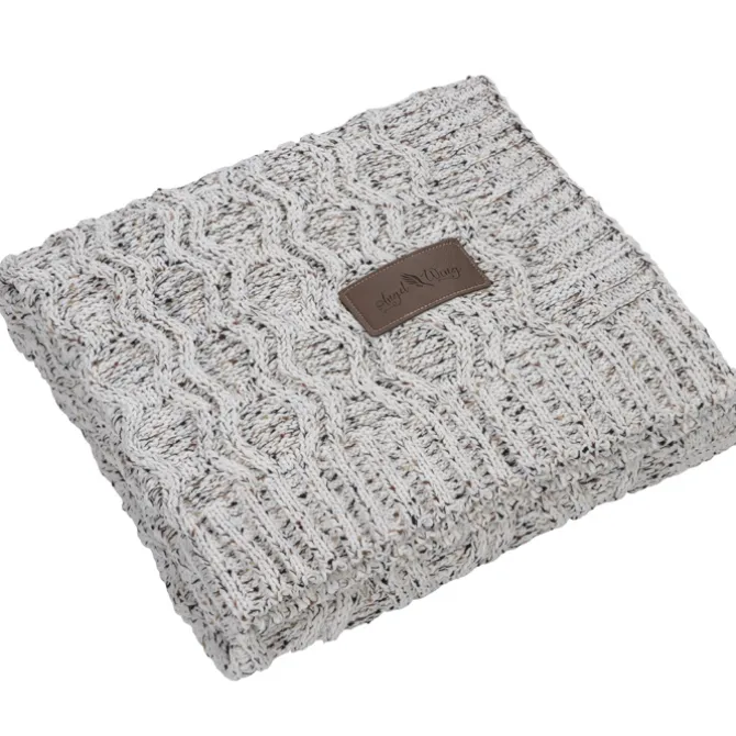 Vanilla Heather Cable Knit Chenille Throw - 24 hr