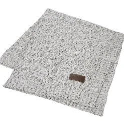 Vanilla Heather Cable Knit Chenille Throw