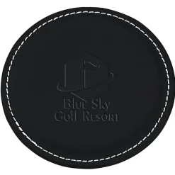 Vintage Round Bonded Leather Coaster