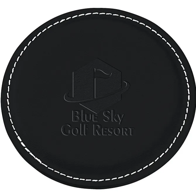 Vintage Round Bonded Leather Coaster