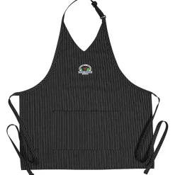 V-Neck Bib Apron with Two Pockets - Pinstripe - 24 hr