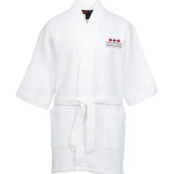 Waffle Weave Thigh Length Robe - White