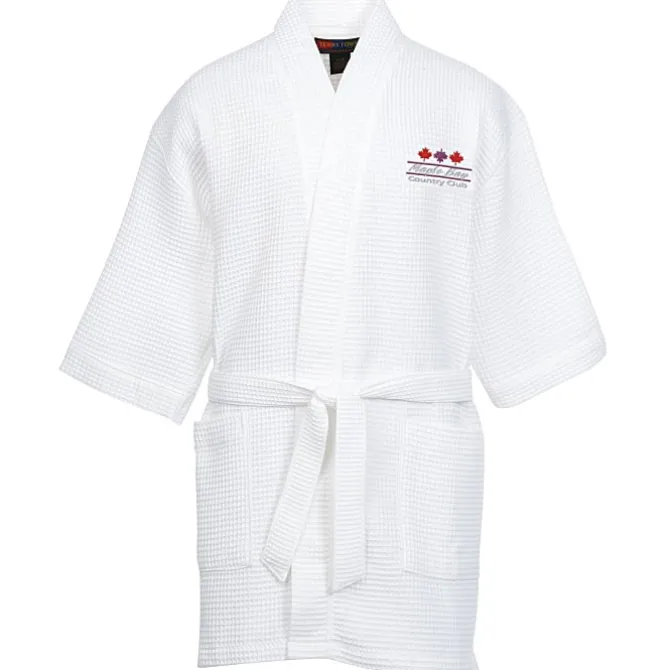 Waffle Weave Thigh Length Robe - White