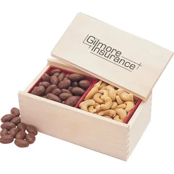 Wooden Box with Almonds & Cashews